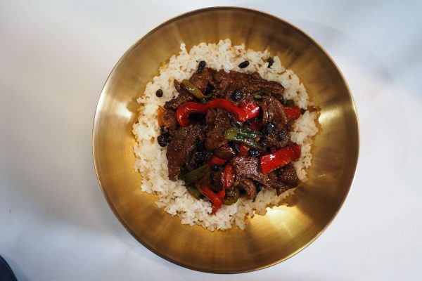 Black Bean Beef Flank with Rice
