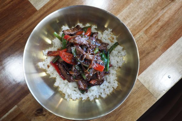 Black Pepper Beef Flank with Rice